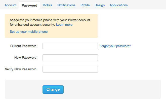 Twitter推特修改密码页面UI设计
